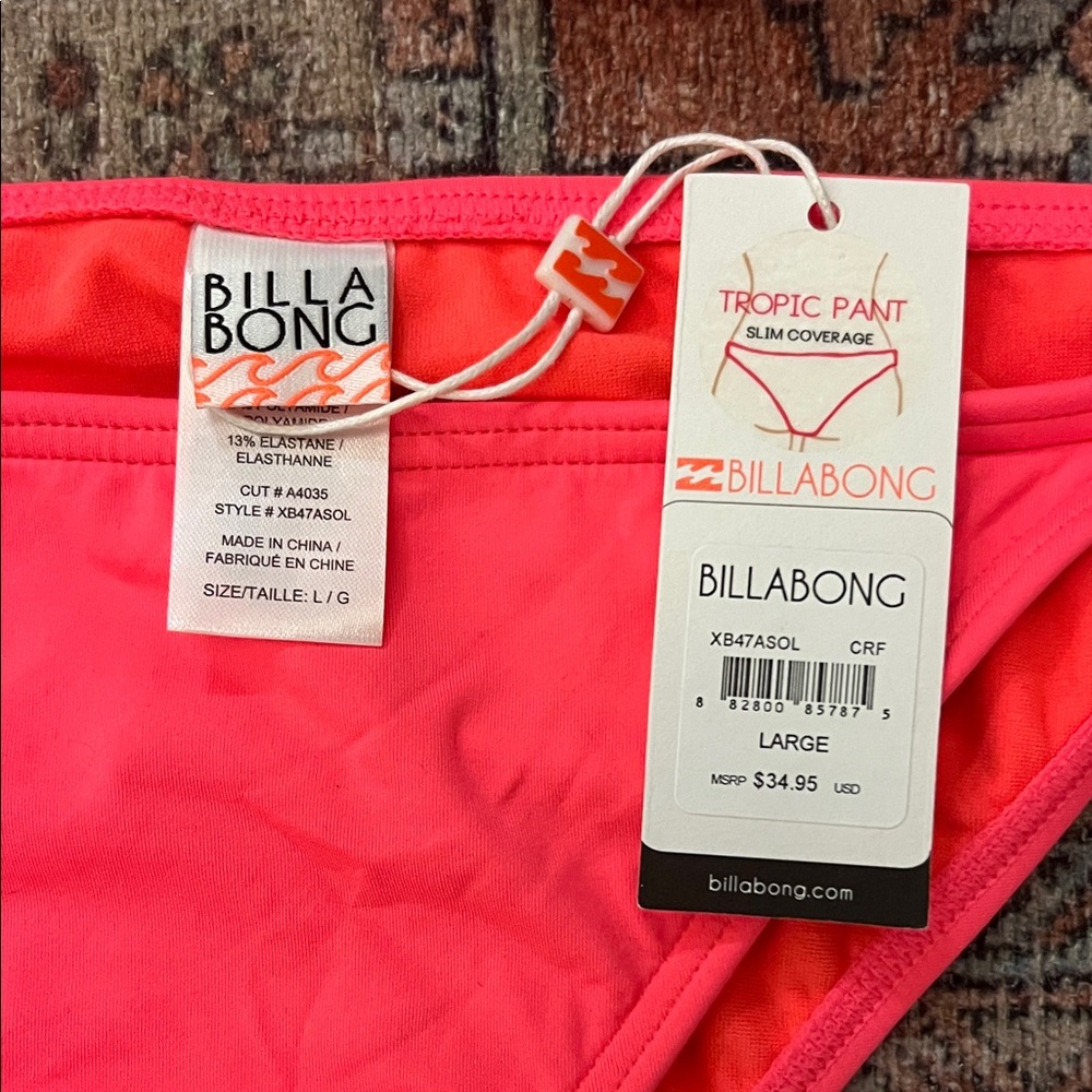 BILLABONG Neon Pink String Bikini Set in Sz L - NWT!!! - Picture 2 of 6
